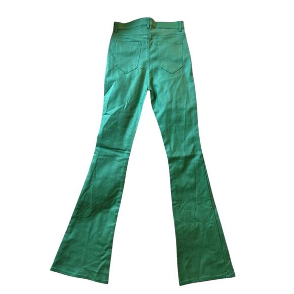 Edikted Flared Bell Bottom Pants Sz S Green Preppy Dopamine Groovy Flare 60s 70s - Picture 2 of 10
